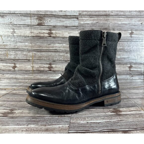 John Varvatos collection wool & Leather Boots sz 8 black grey hand made in Italy main image 7